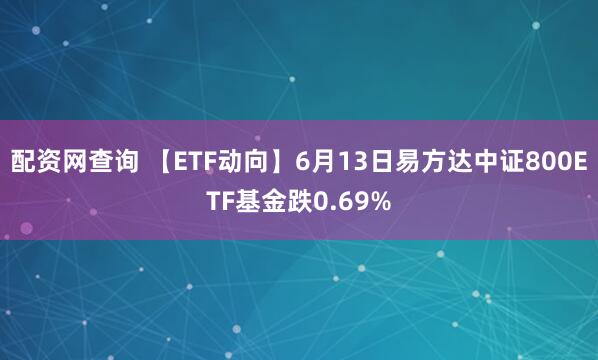 配資網(wǎng)查詢(xún) 【ETF動(dòng)向】6月13日易方達(dá)中證800ETF基金跌0.69%